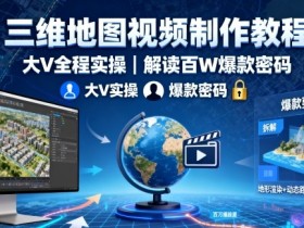 三维地图视频制作教程,大V全程实操,解读百W爆款密码