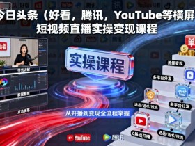 今日头条(好看,腾讯,YouTube等横屏)短视频直播实操变现课程