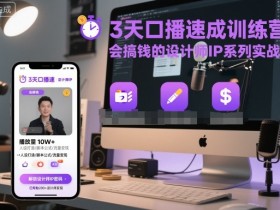 3天口播速成训练营,会搞钱的设计师IP系列实战课