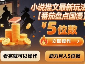 小说推文最新玩法,助力月入5位数【番茄盘点国漫】玩法,看完就可以操作