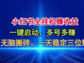 小红书全自动掘金项目,一键启动,无脑搬砖,一天稳定三位数【揭秘】