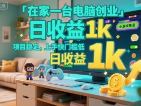 在家一台电脑创业,小游戏赛道,项目稳定,上手快门槛低,日收益1k+【揭秘】