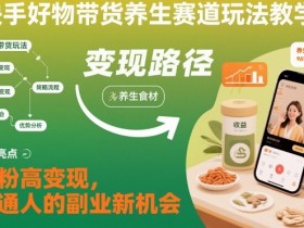 快手好物带货养生赛道玩法教学,低粉高变现,普通人的副业新机会
