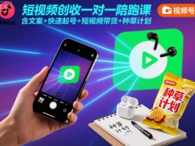 短视频创收一对一陪跑课,含文案+快速起号+短视频带货+种草计划