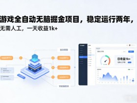 游戏全自动无脑掘金项目,稳定运行两年,无需人工,一天收益1k+【揭秘】