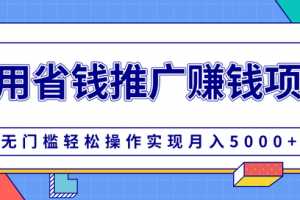 柚子团队内部课程：自用省钱推广赚钱项目，无门槛操作