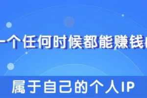 教你快速打造属于自己的个人IP，一个任何时候都能赚钱的IP