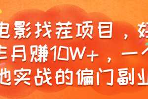 看电影找茬项目，好好操作月赚10W+，一个能落地实战的偏门副业！【视频教程】