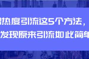 蹭热度引流的5个方法，让你发现原来引流如此简单！【视频教程】