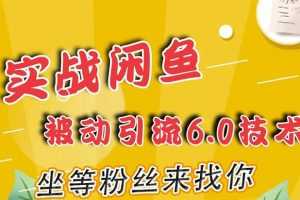 狼叔实战闲鱼被动引流6.0技术，坐等粉丝来找你(16节课+话术指导)