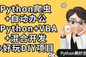 Python爬虫+自动化办公+VBA+Python混合开发+好玩DIY项目