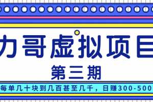 力哥实操内训虚拟项目第三期，每单几十块到几百甚至几千