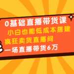 媒老板0基础直播带货课：小白也能低成本搭建疯狂卖货直播间：1场直播带货6万