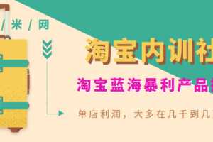 《淘宝内训社》淘宝蓝海暴利产品操盘，单店利润，大多在几千到几万