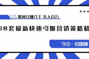 《108套最新快速引爆营销策略精选》如何日赚几千 年入百万，学会一招即可