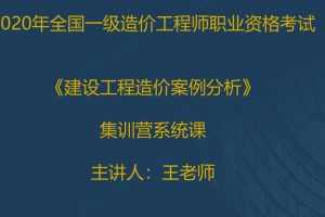 2020一级造价工程师《案例分析》王老师集训营系列课程