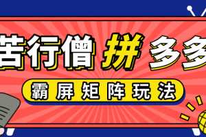 苦行僧拼多多店铺运营实操，拼多多霸屏矩阵玩法，低价引流实操技巧