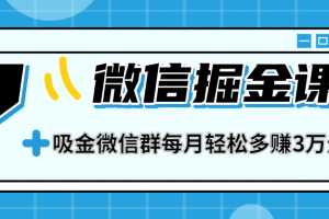 一学就会的微信掘金课，教你打造吸金微信群，业绩暴涨100倍，每月轻松多赚3万元