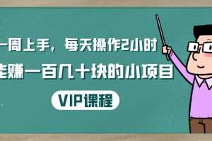 一周上手，每天操作2小时赚一百几十块的小项目，简单易懂（4节课）