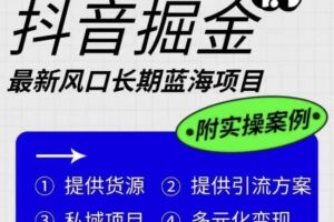 抖音掘金最新风口，长期蓝海项目，日入无上限（附实操案例）【揭秘】