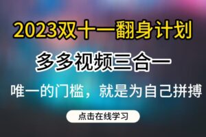 2023双十一翻身计划，多多视频带货三合一玩法教程【揭秘】