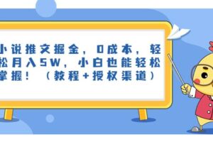 小说推文掘金，0成本，轻松月入5W，小白也能轻松掌握！（教程+授权渠道）【揭秘】