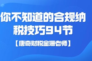 【唐奇财税金珊老师】你不知道的合规纳税技巧 94节