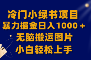 【全网首发】冷门小绿书暴力掘金日入1000＋，无脑搬运图片小白轻松上手