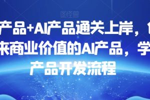 数据产品+AI产品通关上岸，创建能带来商业价值的AI产品，学习AI产品开…