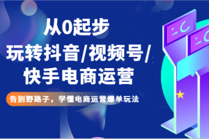 从0起步玩转抖音/视频号/快手电商运营 告别野路子，学懂电商运营爆单玩法