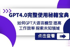 GPT4.0完整使用-秘籍宝典：如何GPT大语言模型提高工作效率探索未知领域…