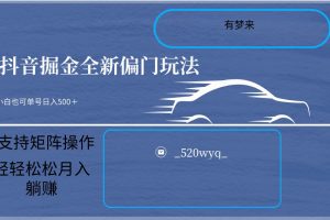 2024抖音全新掘金玩法5.0，小白在家就能轻松日入500＋，支持矩阵操作