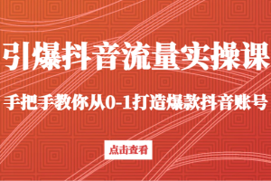 引爆抖音流量实操课，手把手教你从0-1打造爆款抖音账号（27节课）