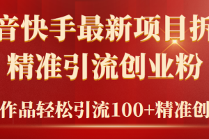 2024年抖音快手最新项目拆解视频引流创业粉，一天轻松引流精准创业粉100+