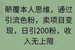 颠覆本人思维，通过引流色粉，卖项目变现，日引200粉，收入无上限