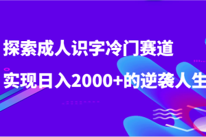 探索成人识字冷门赛道，实现日入2000+的逆袭人生！