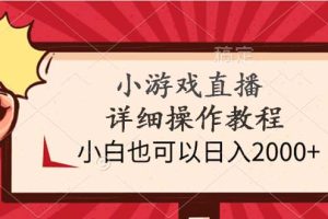 小游戏直播详细操作教程，小白也可以日入2000+