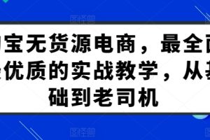 淘宝无货源电商，最全面最优质的实战教学，从基础到老司机