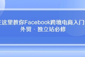 在这里教你Facebook跨境电商入门课，外贸·独立站必修（19节课）