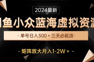 最新闲鱼小众蓝海虚拟资源，单号日入300＋，三天必起店，矩阵放大月入1-2W