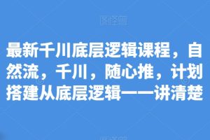 最新千川底层逻辑课程，自然流，千川，随心推，计划搭建从底层逻辑一一讲清楚