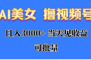 AI美女 撸视频号分成，当天见收益，日入3000+，可批量！！！