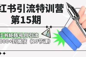 小红书引流特训营第15期，小红书矩阵号月引流80000+到微信（10节课）