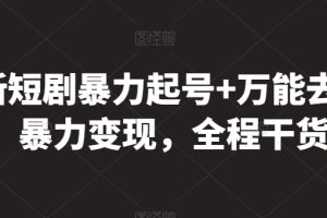 最新短剧暴力起号+万能去重，暴力变现，全程干货