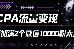 CPA流量变现，7天加满两个微信10000粉