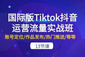 国际版Tiktok抖音运营流量实战班：账号定位/作品发布/热门推送/等等（13节）