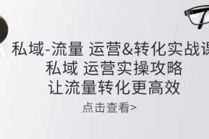 私域-流量 运营&转化实操课：私域 运营实操攻略 让流量转化更高效