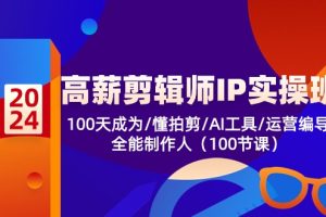 高薪-剪辑师IP实操班-第2期，100天成为懂拍剪/AI工具/运营编导/全能制作人