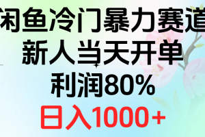 2024闲鱼冷门暴力赛道，新人当天开单，利润80%，日入1000+