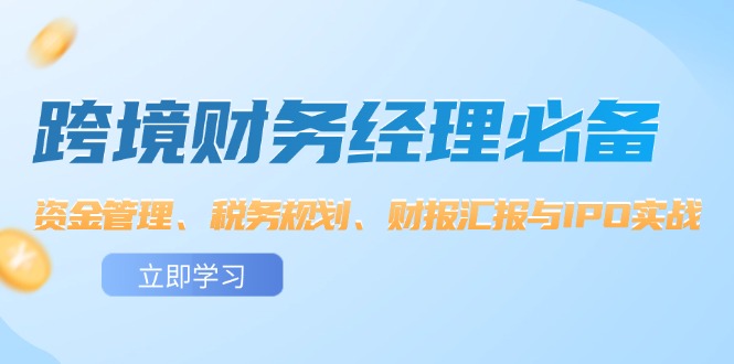 跨境 财务经理必备：资金管理、税务规划、财报汇报与IPO实战